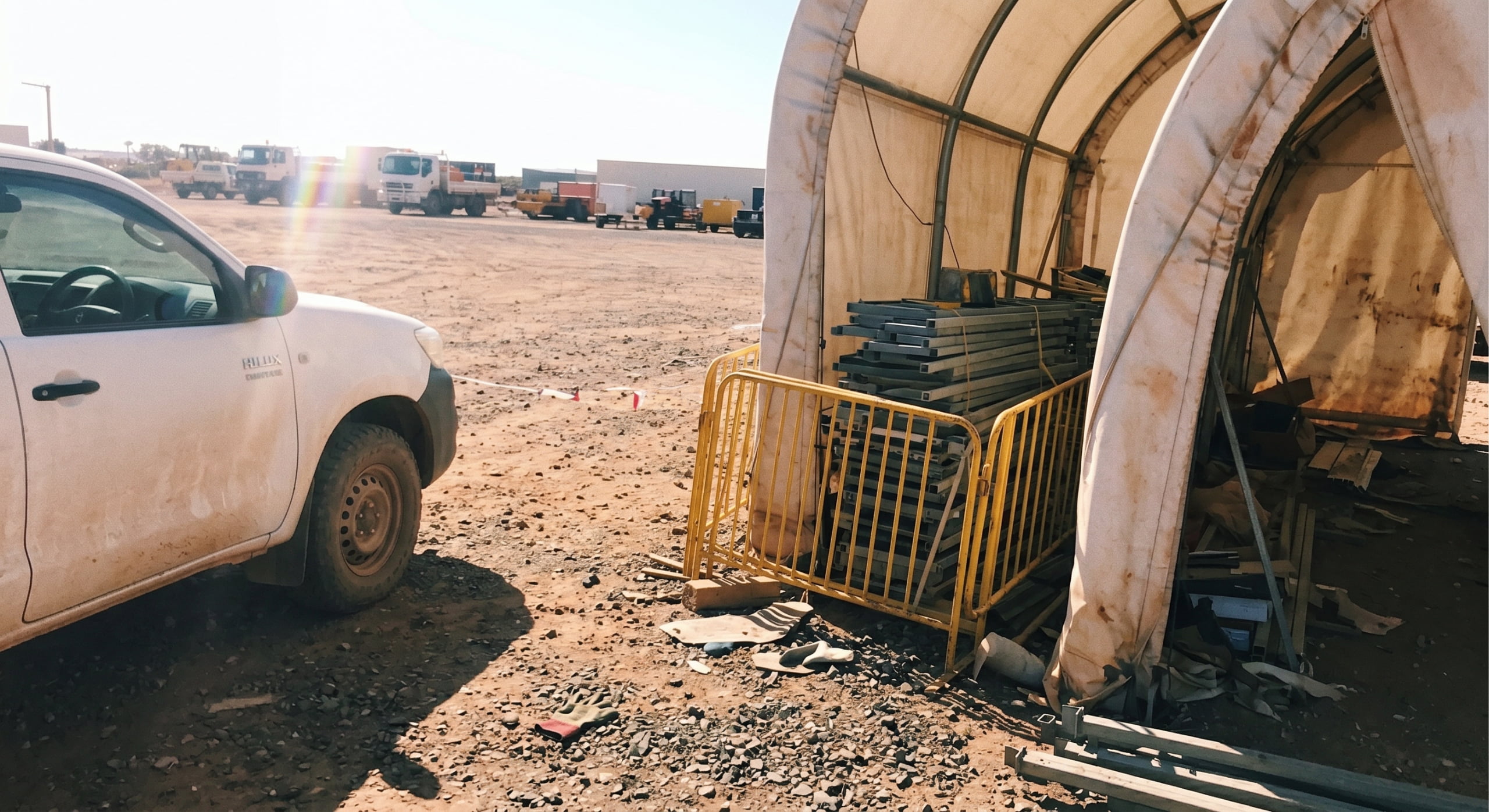 Condensation damage on heavy machinery inside poorly ventilated shelter